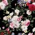 Tkanina Dekoracyjna Kwiaty Malowane na Czarnym Tle 401015-101 - 3