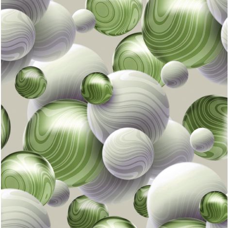Tkanina Dekoracyjna Zielone Koła 3D 22114-1007 - 2